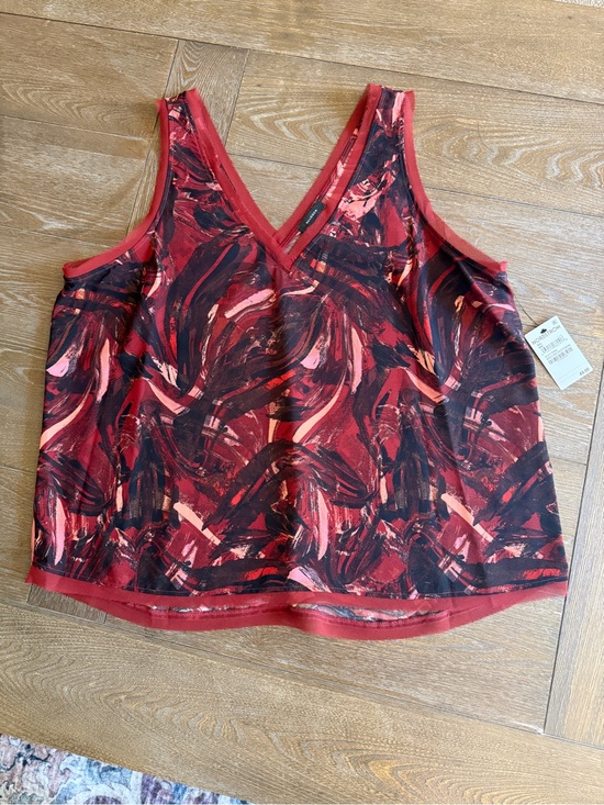 Halogen Tops - Halogen Burgundy Rust Abstract V-Neck Tank Blouse NWT